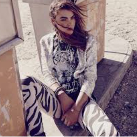 Vintage Zebra Print High Rise Gypsy Style Skinny Jeans H&M Divided Collection - Picture 2 of 7